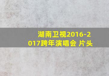 湖南卫视2016-2017跨年演唱会 片头